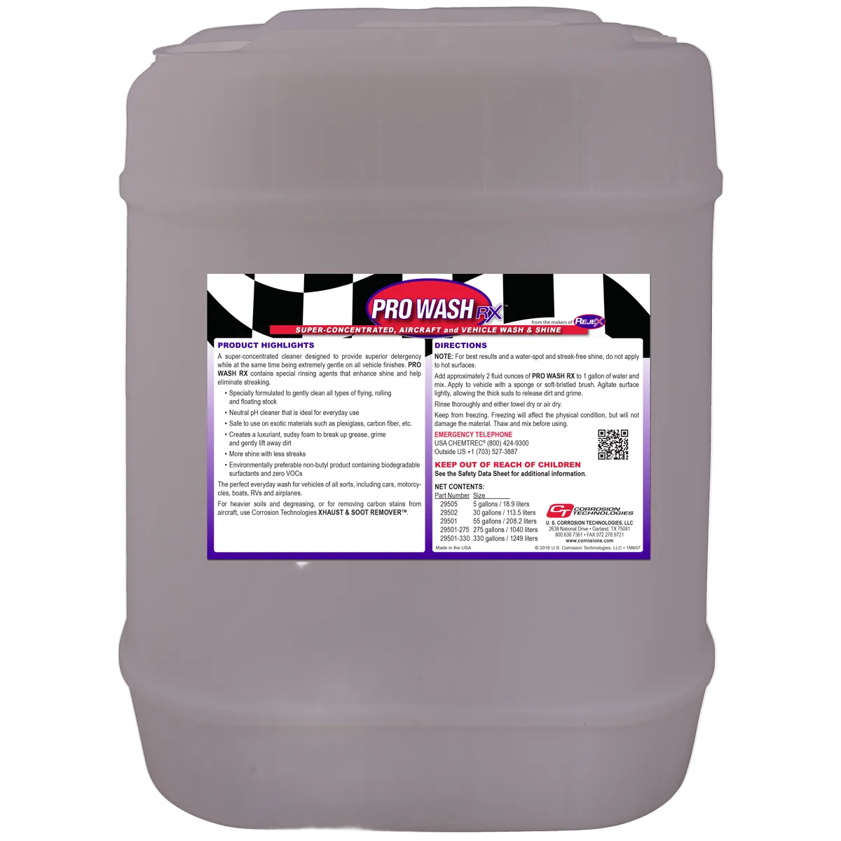 Large container of Pro Wash car wash detergent with a label on a white background