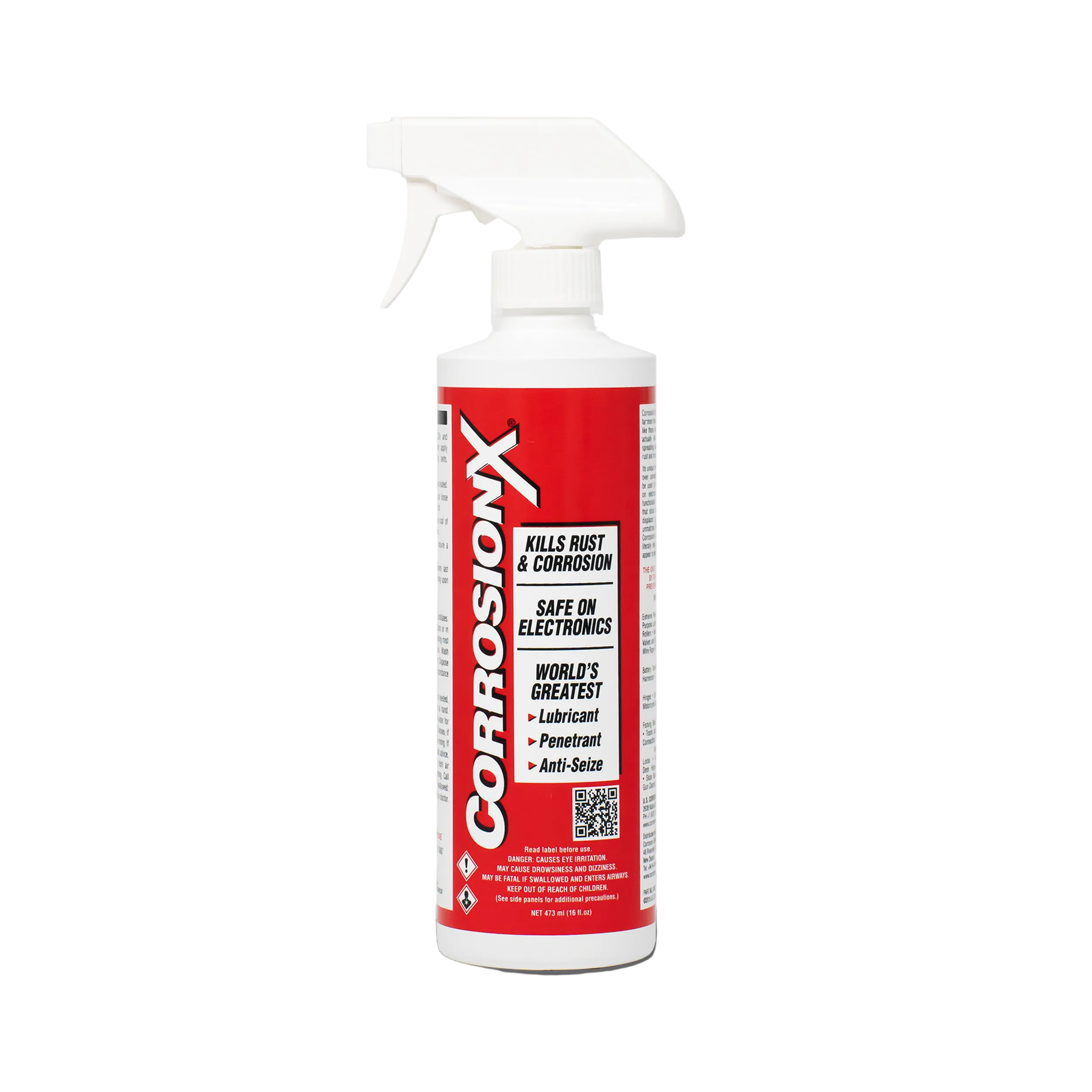 Spray bottle with red label on a white background