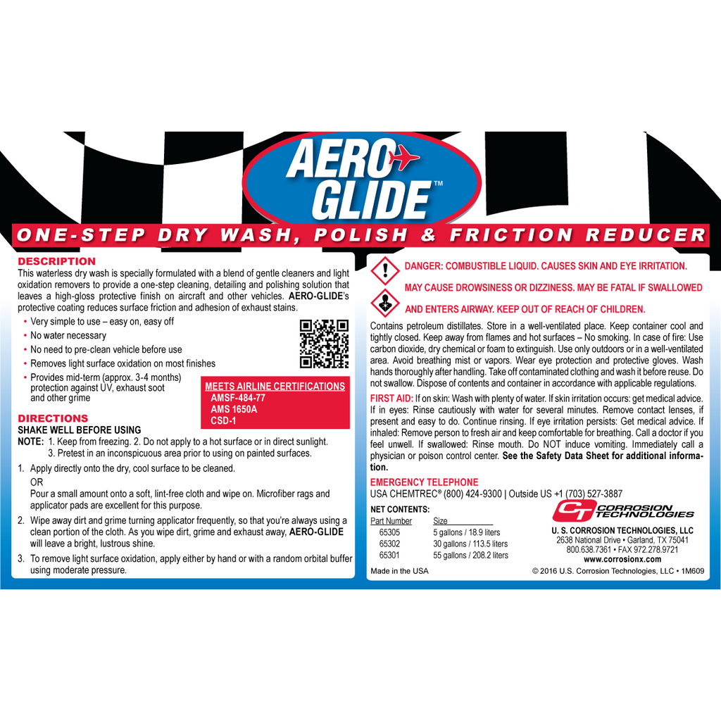 Aero Glide car care product label with text and branding