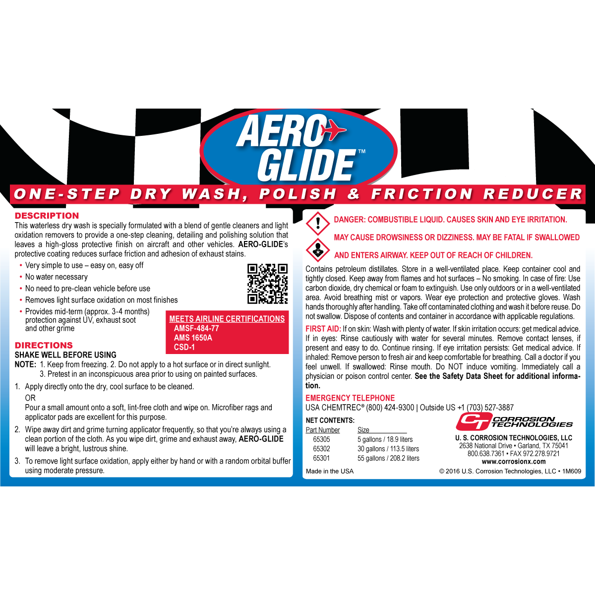 Aero Glide car care product label with text and branding