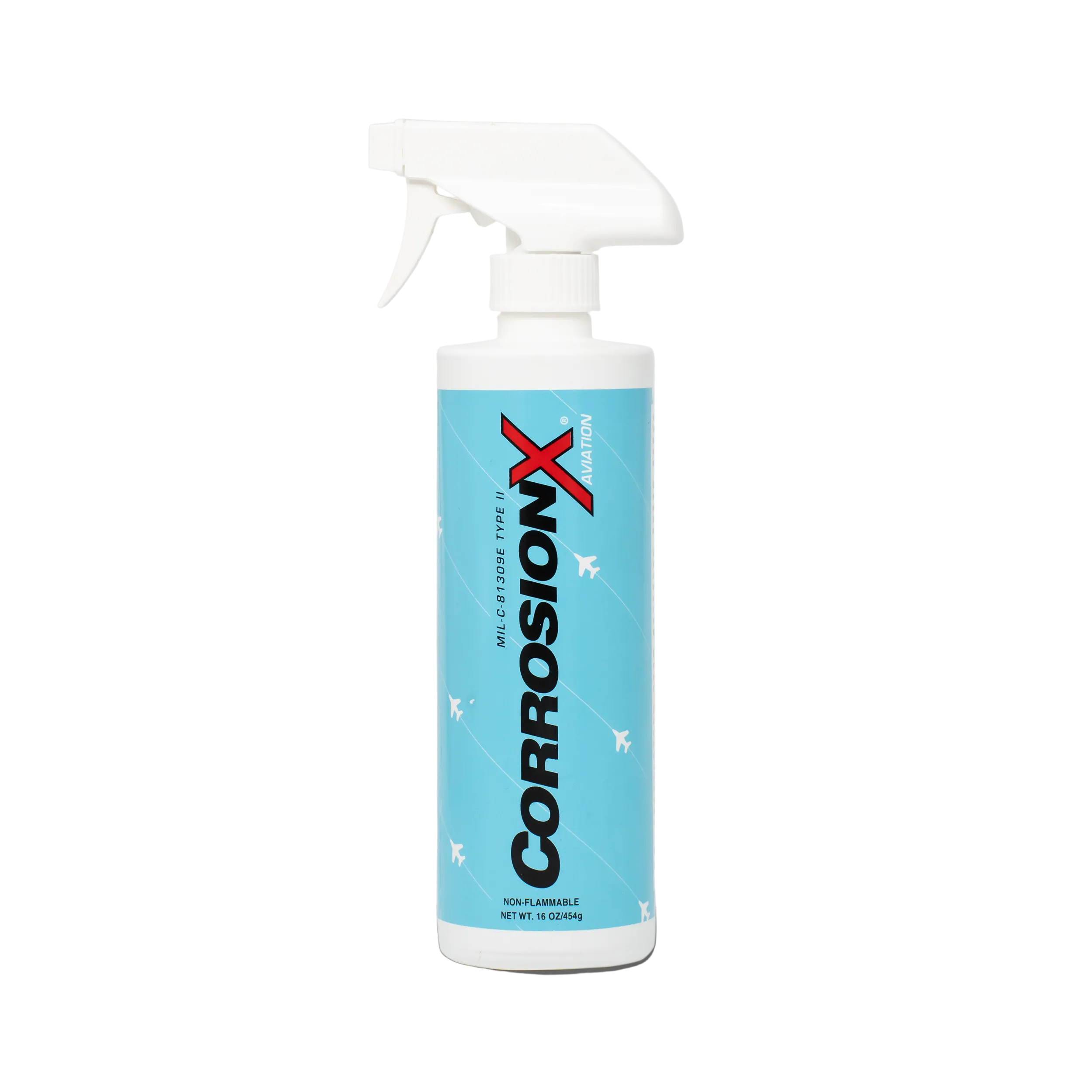 Corrosion X spray bottle on a white background