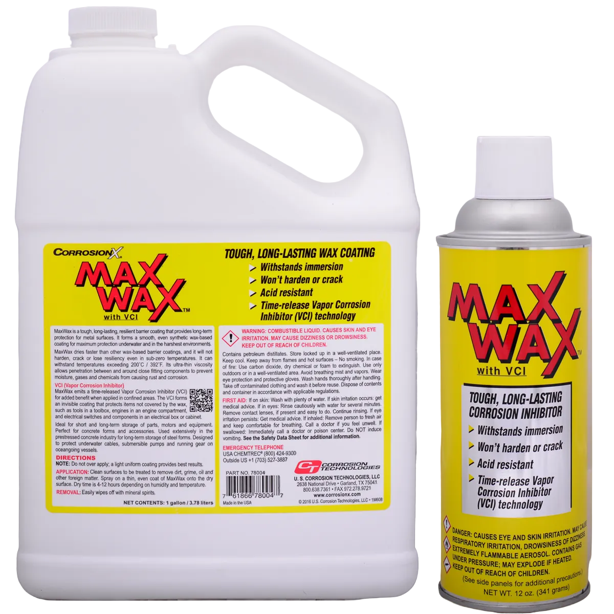 Max Wax corrosion inhibitor bottles on a white background