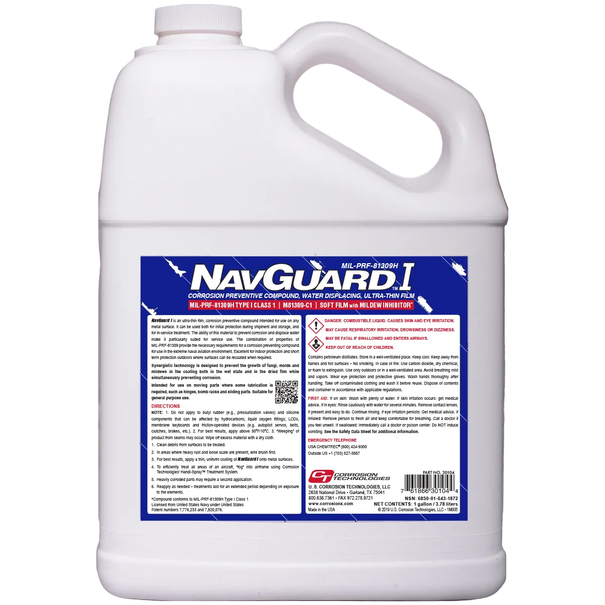 Gallon container of NavGuard I corrosion preventive compound on a white background